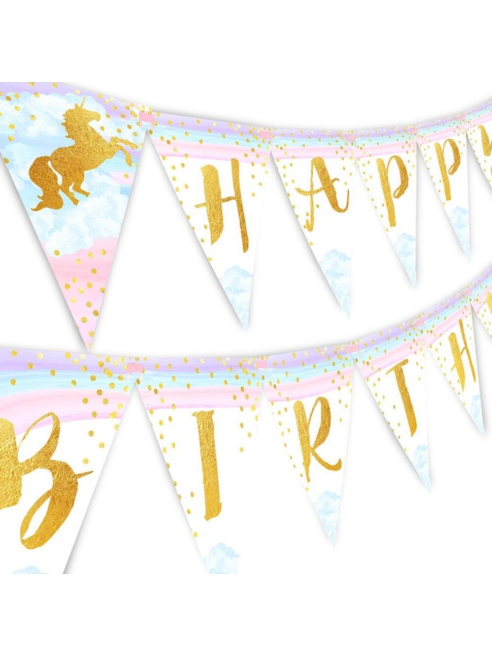 adorable unicorn Happy Birthday Pennant Banner